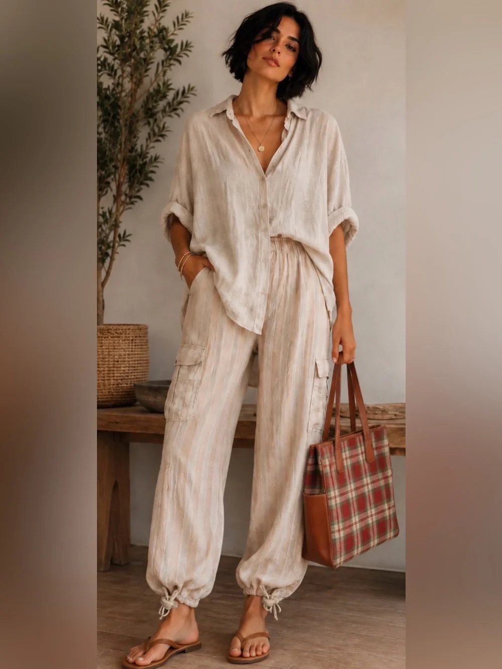 Posse Cream Striped  Cotton Linen blend TOP NWOT EXACTLY AS  PICTURED❤️